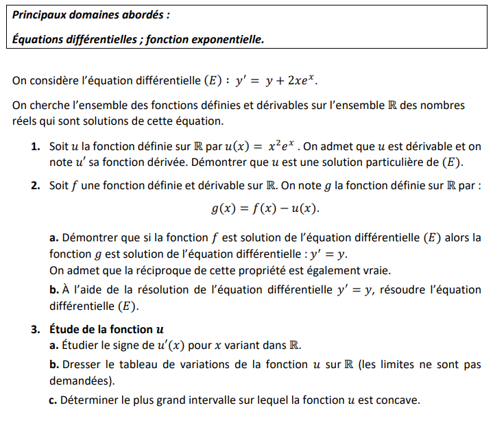 Fonction exponentielle et équation différentielle : exercices en terminale S.