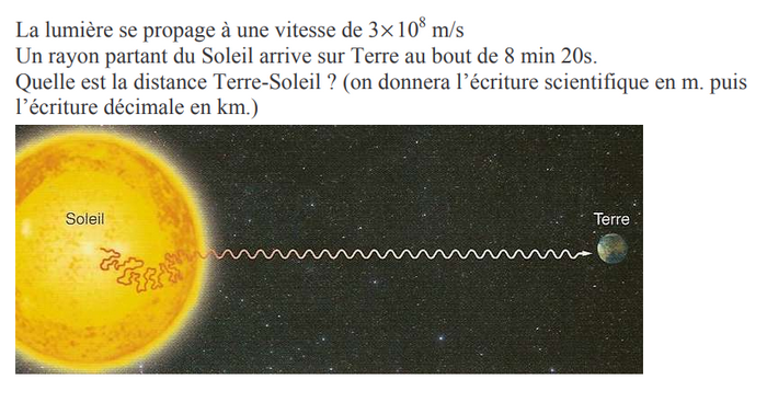 Calculer la distance entre la terre et soleil : exercices en 4ème.