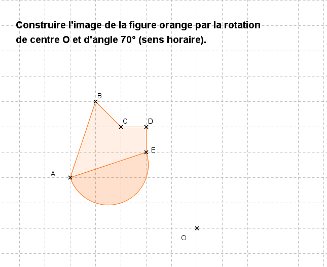 Image de la figure orange par rotation : exercices en 4ème.