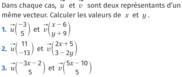 Calculer la valeur de x et de y : exercices en 2de.