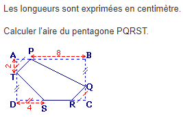 Calculer l'aire du pentagone PQRST : exercices en 5ème.