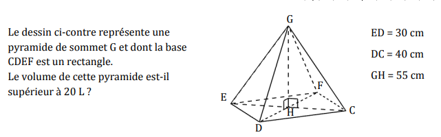 Pyramide à base rectangulaire : exercices en 3ème.