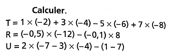 Calculer les expressions suivantes : exercices en 4ème.