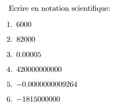 Ecriture scientifique d'un nombre : exercices en 4ème.