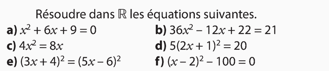Résoudre les équations : exercices en 2de.