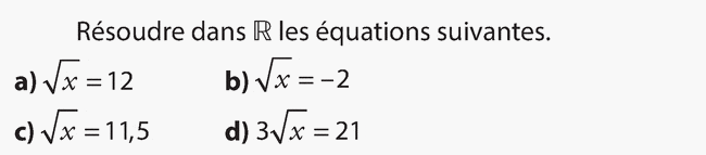 Racines carrées et équations : exercices en 2de.