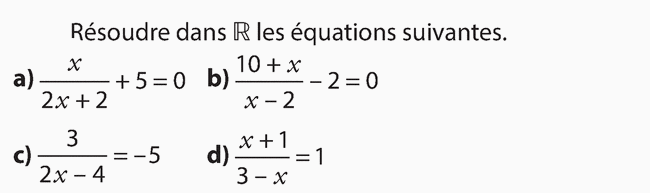 Les équations et fractions rationnelles : exercices en 2de.