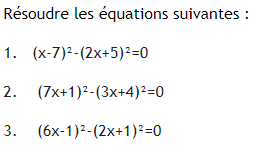Résoudre ces équations. : exercices en 3ème.