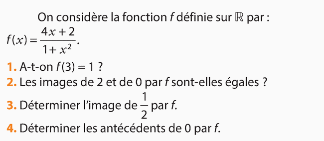 Fonction rationnelle et fractions : exercices en 2de.