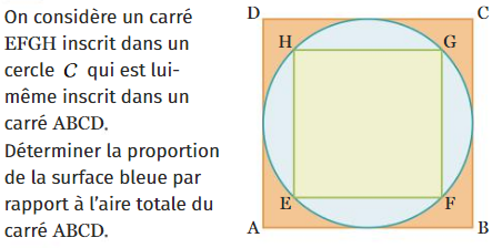 Un carré inscrit dans un cercle : exercices en 2de.