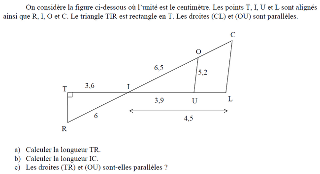 Théorème de Thalès : exercices en 3ème.
