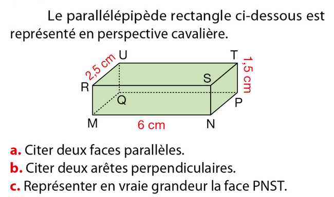 Faces et arêtes d'un parallélépipède : exercices en 5ème.