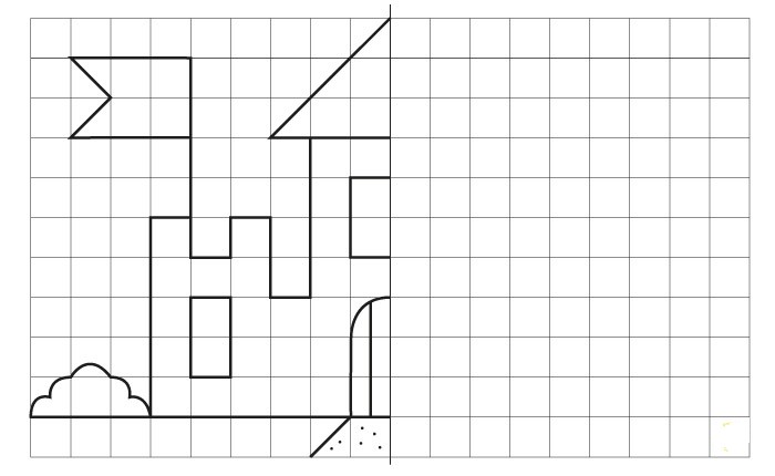 Symétrie d'une maison. : exercices en 6ème.