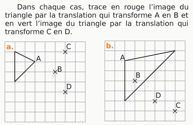 Triangle et translation : exercices en 4ème.