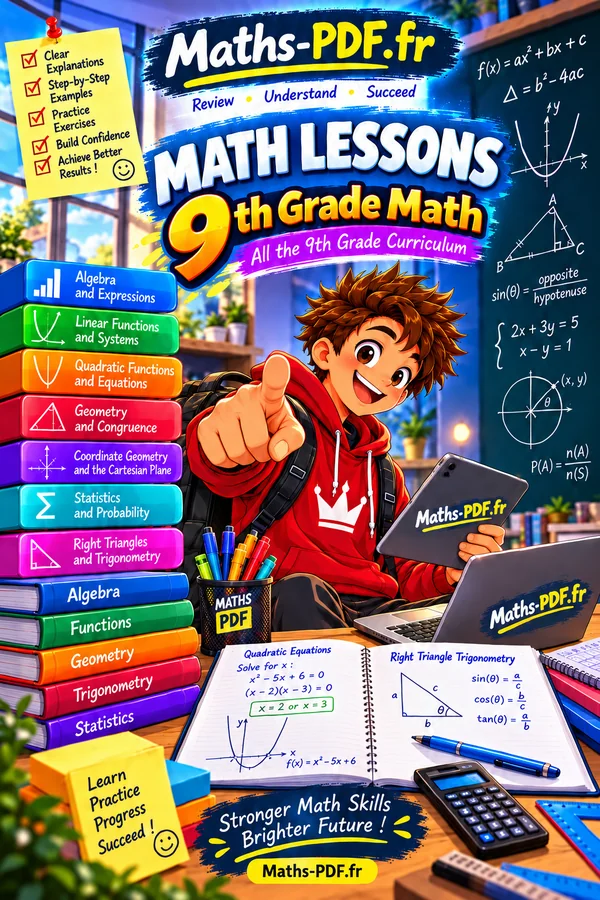 Cover of Algebra 1 Math Lessons, a printable PDF book