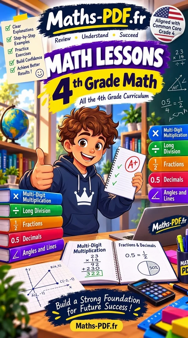 Cover of Grade 4 Math Lessons, a printable PDF book