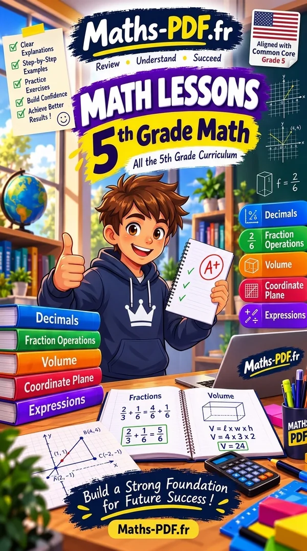 Cover of Grade 5 Math Lessons, a printable PDF book