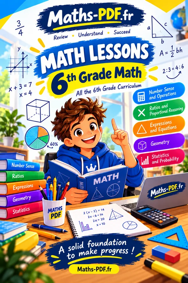 Cover of Grade 6 Math Lessons, a printable PDF book
