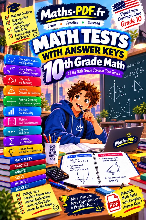 Cover of Geometry Math Tests with Answer Keys, a printable PDF book