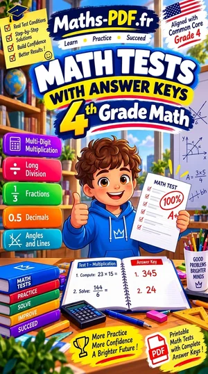 Cover of Grade 4 Math Tests with Answer Keys, a printable PDF book