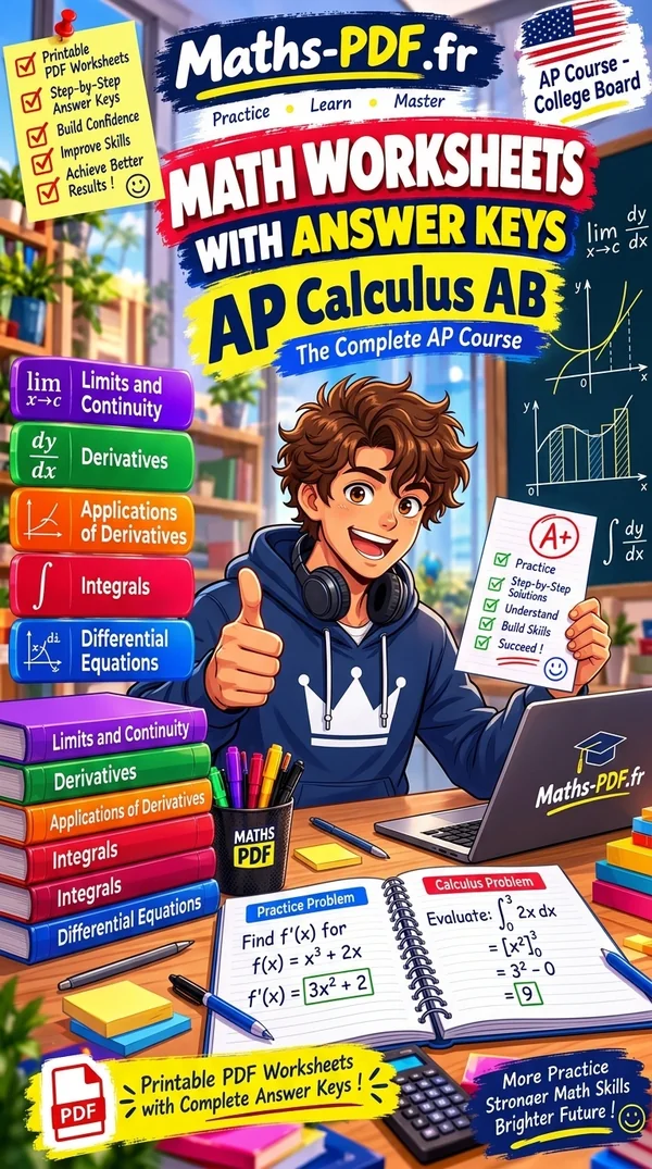 Cover of AP Calculus AB Math Worksheets with Answers, a printable PDF book