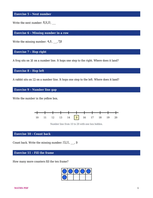 The first worksheet of the Grade 1 Math Worksheets with Answers