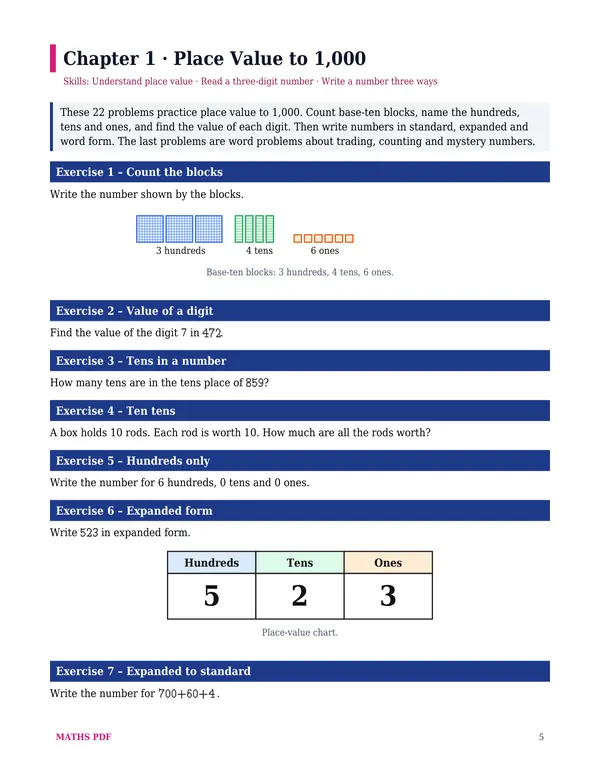 The first worksheet of the Grade 2 Math Worksheets with Answers