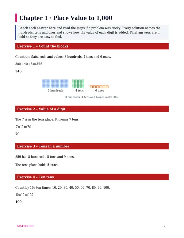 A page of answers of the Grade 2 Math Worksheets with Answers