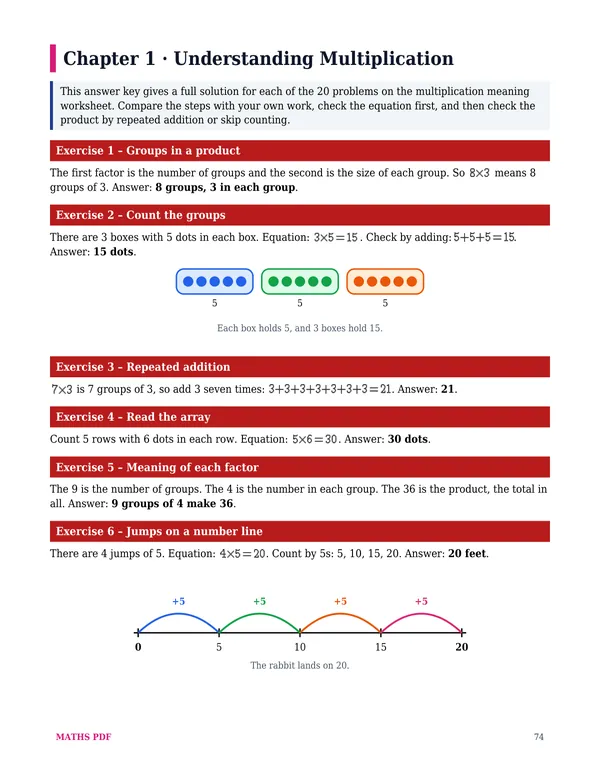 A page of answers of the Grade 3 Math Worksheets with Answers
