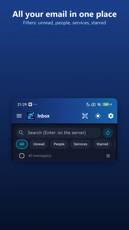 AICKO MAIL app inbox and filters