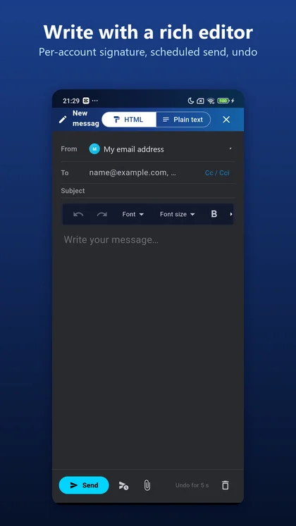 AICKO MAIL app message editor