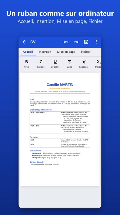 Ruban de l'app AICKO WORD