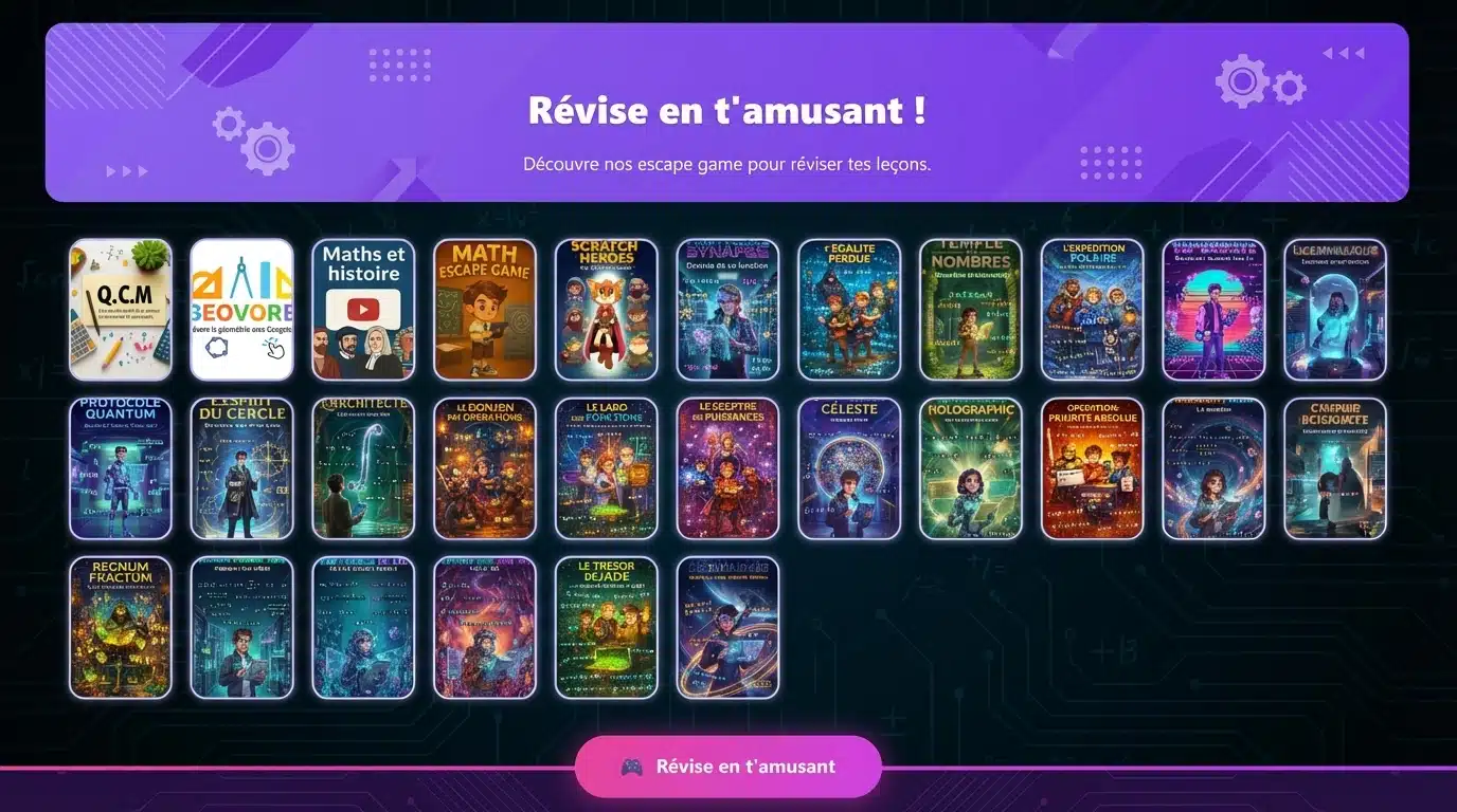 Exercices de maths corrigés sous forme d'escape game avec MATHS PDF.