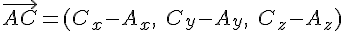 \vec{AC}=(C_x-A_x,\;C_y-A_y,\;C_z-A_z)
