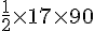\frac{1}{2}\times  17\times  90