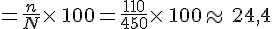 =\frac{n}{N}\times  \,100=\frac{110}{450}\times  \,100\approx\,24,4