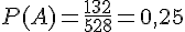 P(A)=\frac{132}{528}=0,25