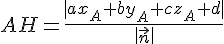 AH=\frac{|ax_A+by_A+cz_A+d|}{\|\vec{n}\|}