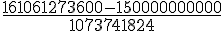 \frac{161061273600-150000000000}{1073741824}