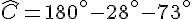 \widehat{C}=180^\circ-28^\circ-73^\circ