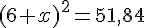 (6+x)^{2}=51,84