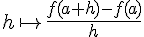 h\mapsto\frac{f(a+h)-f(a)}{h}