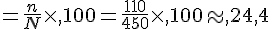=\frac{n}{N}\times  ,100=\frac{110}{450}\times  ,100\approx,24,4