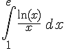 \int_{1}^{e}\frac{\ln(x)}{x}\,dx