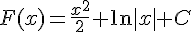 F(x)=\frac{x^2}{2}+\ln|x|+C
