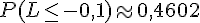 P(L\leq\,-0,1)\approx0,4602