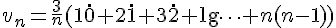 v_n=\frac{3}{n}(1\c\dot0+2\c\dot1+3\c\dot2+\l\dots+n(n-1))