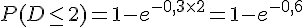 P(D\leq\,2)=1-e^{-0,3\times  2}=1-e^{-0,6}