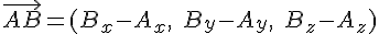\vec{AB}=(B_x-A_x,\;B_y-A_y,\;B_z-A_z)