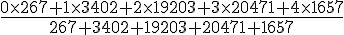 \frac{0\times  267+1\times  3402+2\times  19203+3\times  20471+4\times  1657}{267+3402+19203+20471+1657}